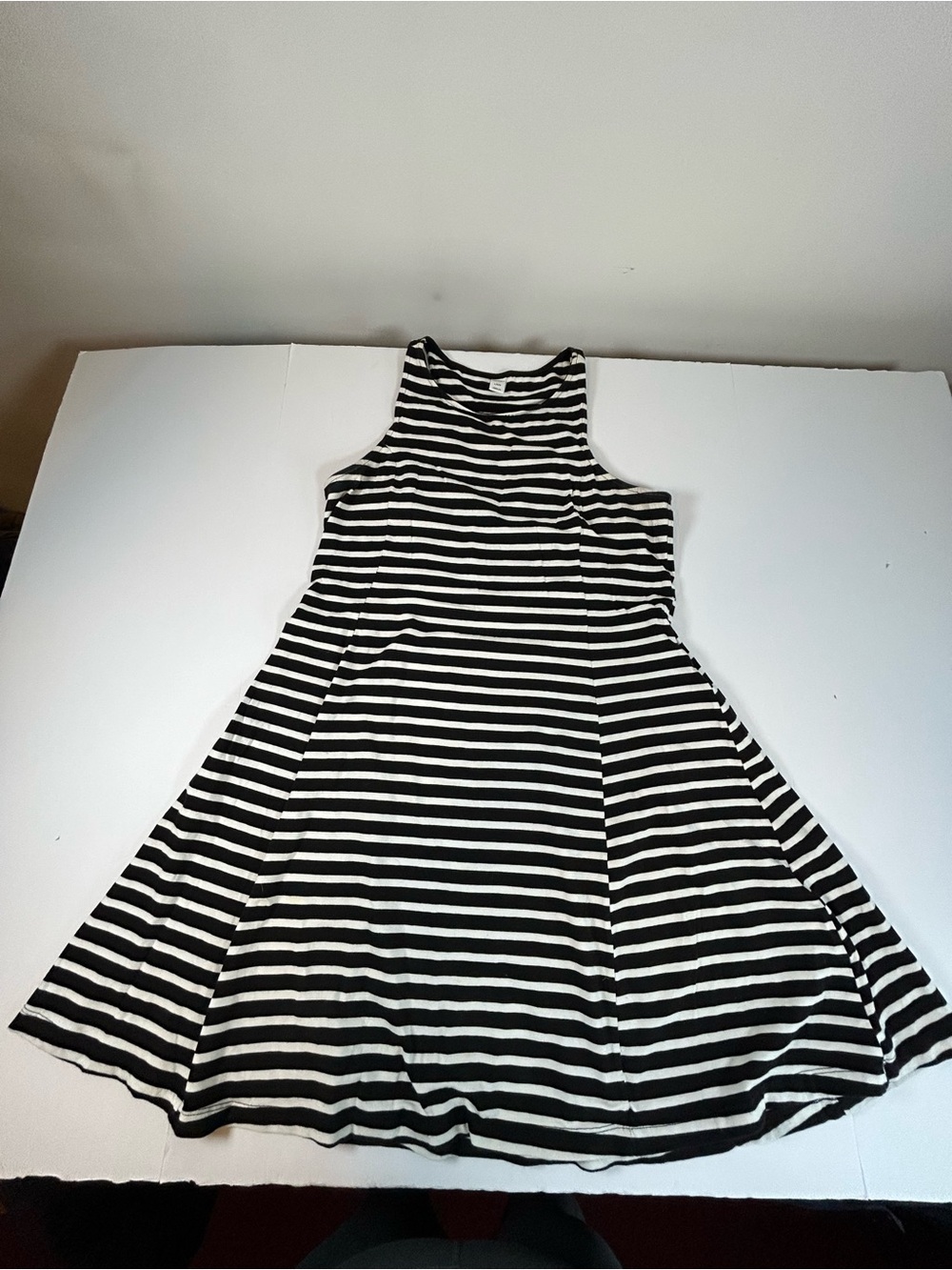 Old Navy Black and White Striped Fit-and-Flare Mini Dress